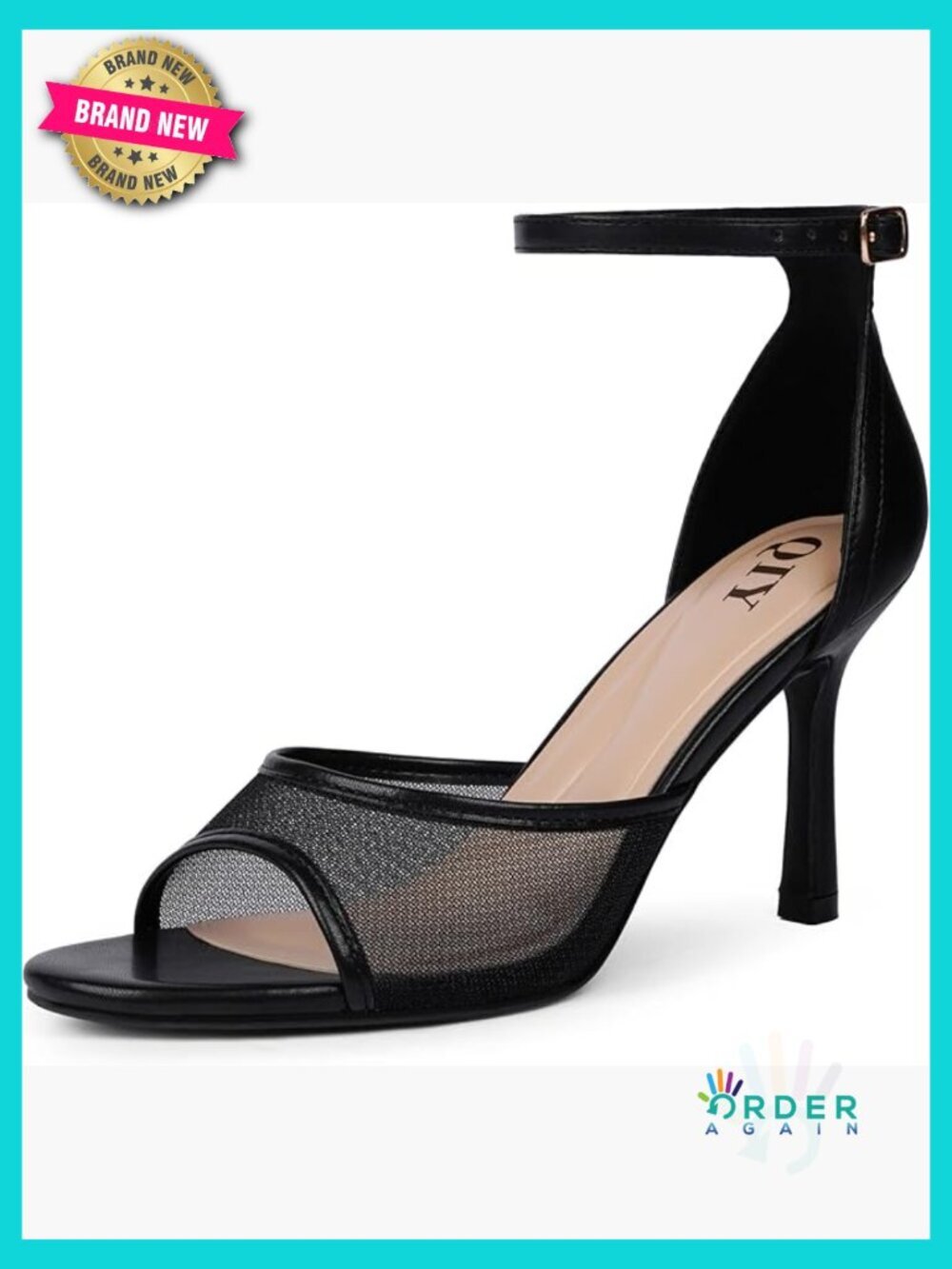 Stiletto Heeled Sandals 3.5 Inch Heel Open Round Toe Sexy Dress Shoes Ankle